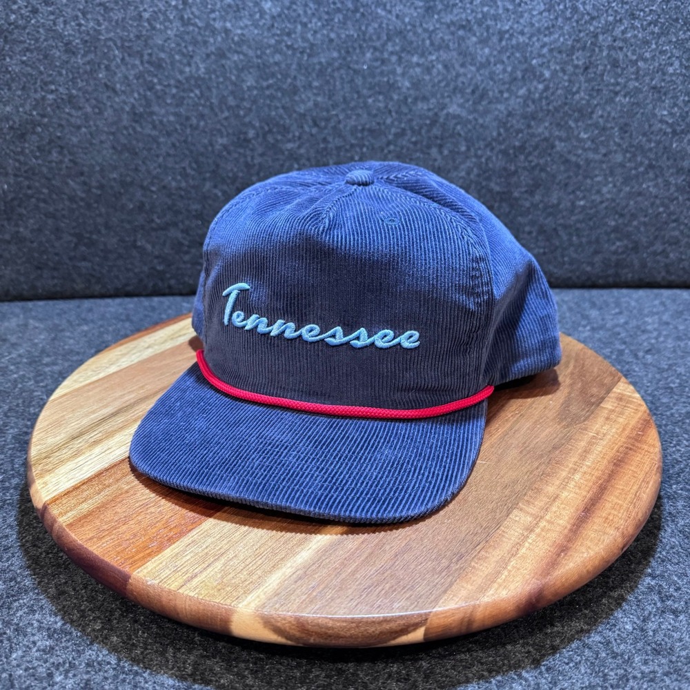 Rainbox Tennessee Navy Blue Corduroy Snapback Hat Red Rope Vintage Style Cap Men